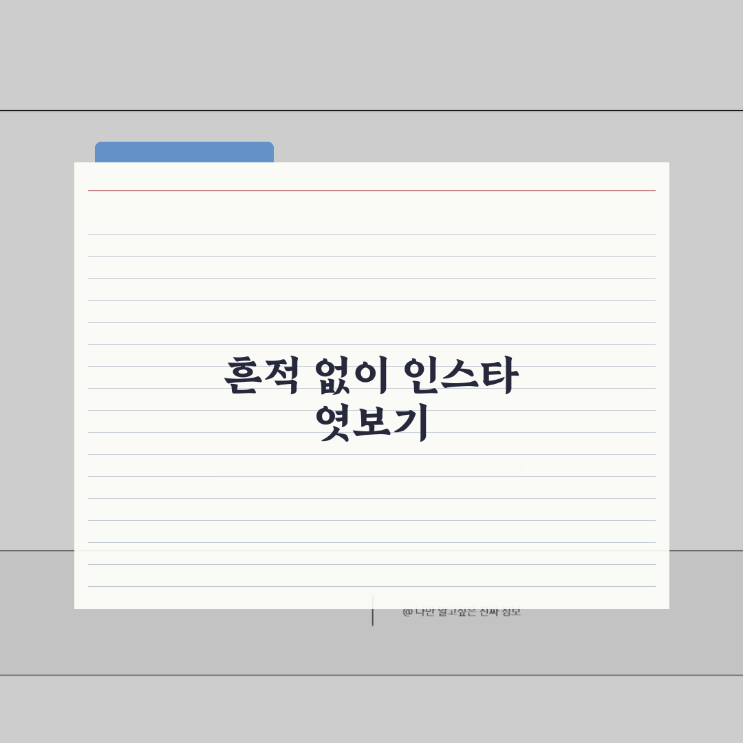 인스타 몰래보기 안전한 방법 | 조회 기록 남지 않게 확인하는 팁 공유!
